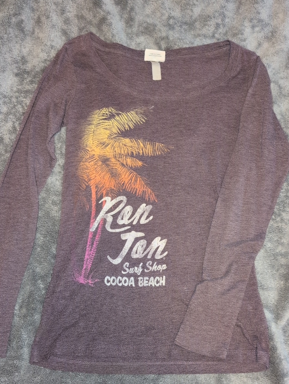 Ron Jon Purple Long Sleeve Tee with Sunset Palm Graphic